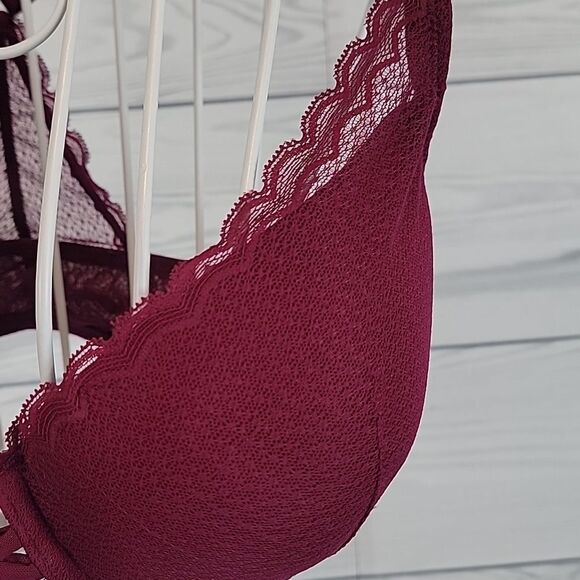 Auden racerback underwire bra with front closure - burgundy red Size 36D - Picture 2 of 9